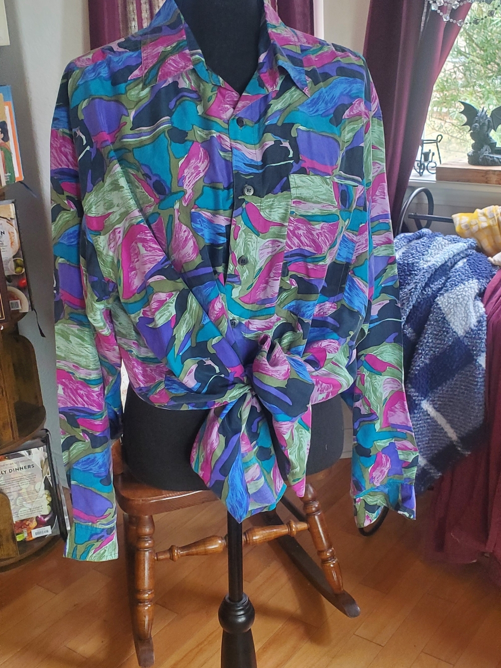80s/90s 100 % Silk Multi-colored Shirt